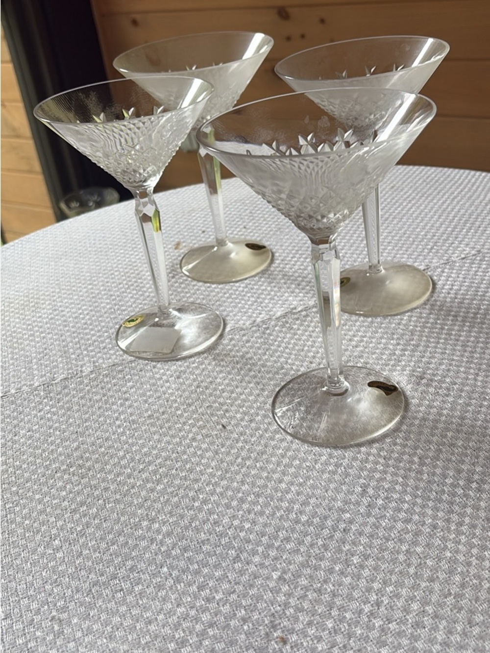 Waterford Cut Crystal Martini Glasses - Clear Elegant Stemware (Set of 4)